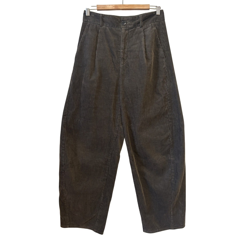 GU Pants Sz M/L Brown Corduroy Pleated Barrel Leg Boho Retro 70s Indie Sleeze